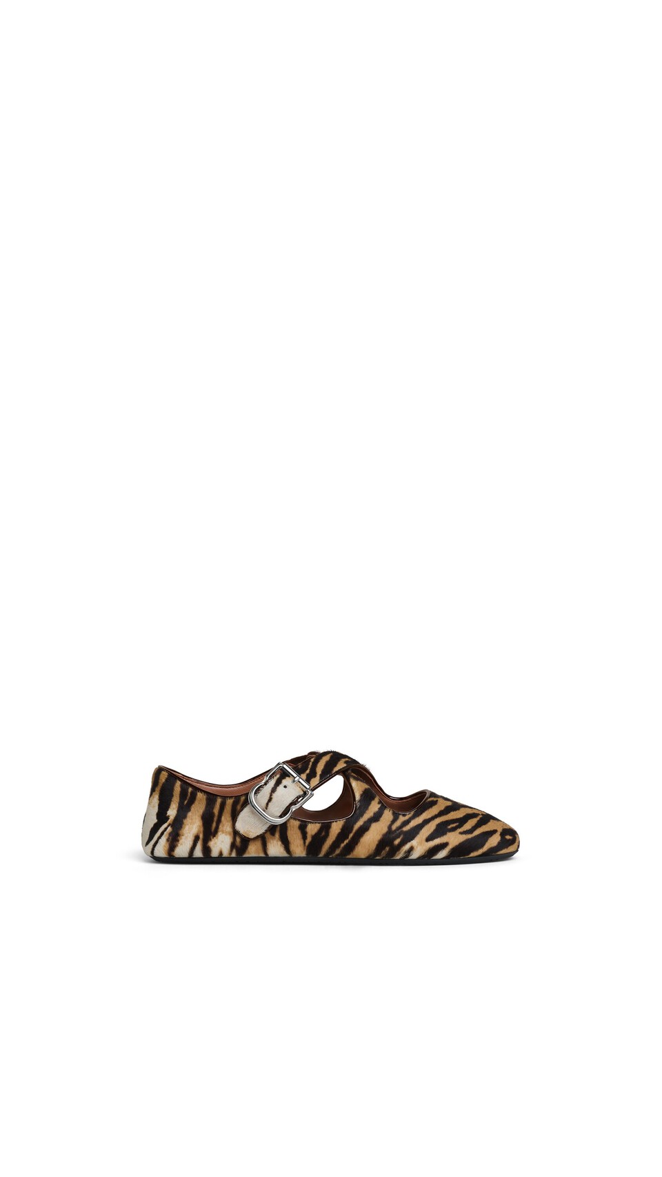 ALA&Iuml;A CRISS CROSS BALLET FLATS IN HAIRCALF NATURAL