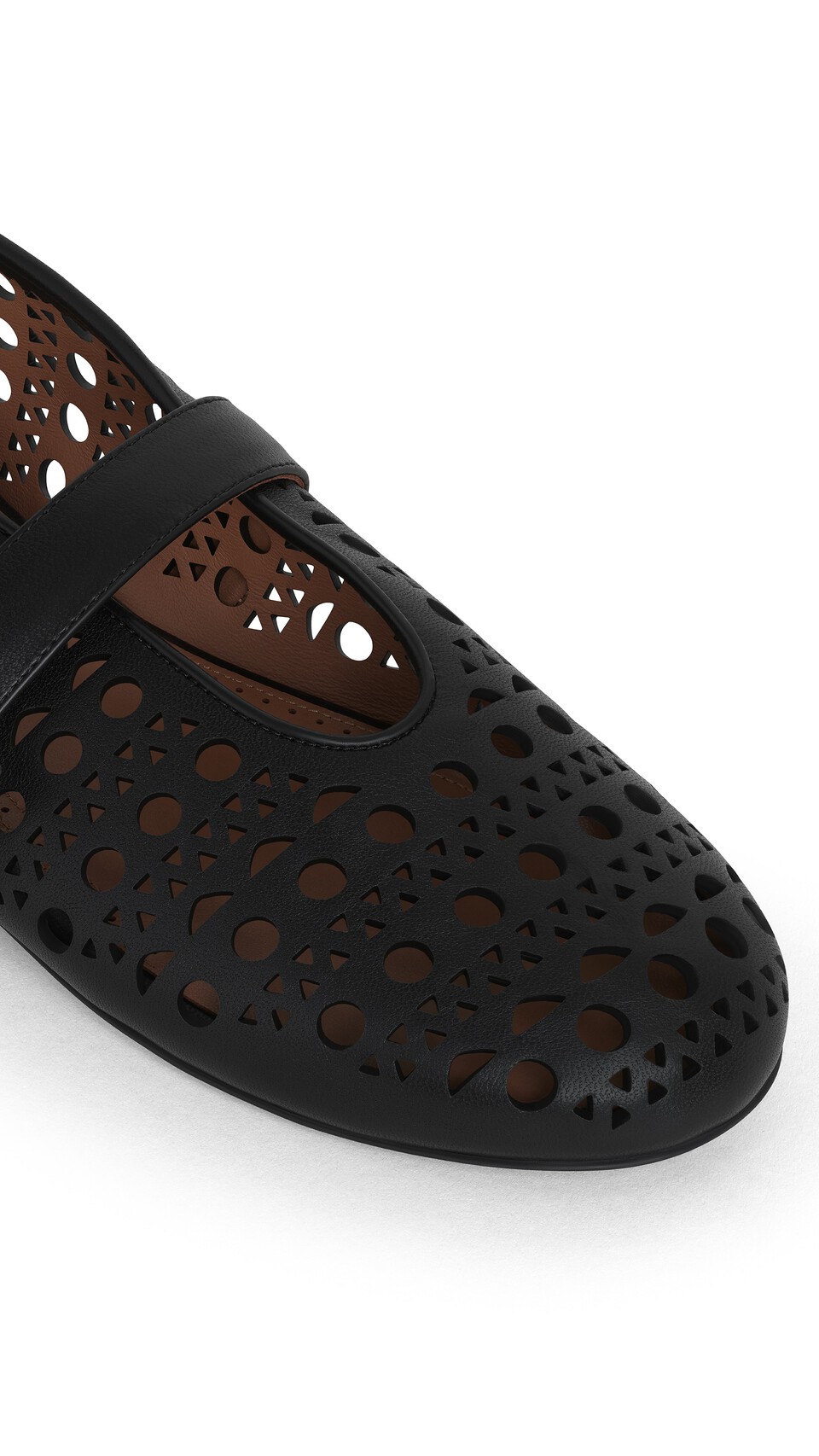 ALA&Iuml;A BALLET FLATS IN VIENNE LAMBSKIN BLACK - View 3