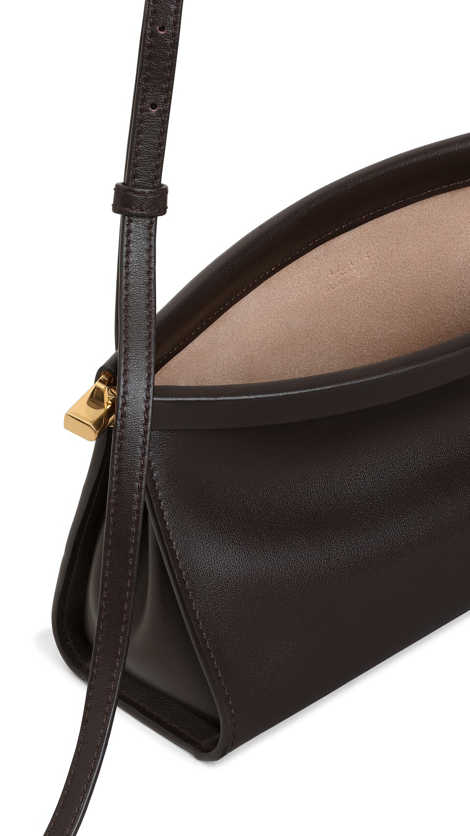 ALA&Iuml;A LE CLICK EAST WEST SMALL BAG IN CALFSKIN DARK BROWN - View 3