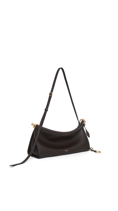 ALA&Iuml;A LE CLICK EAST WEST MEDIUM BAG IN CALFSKIN DARK BROWN - View 2