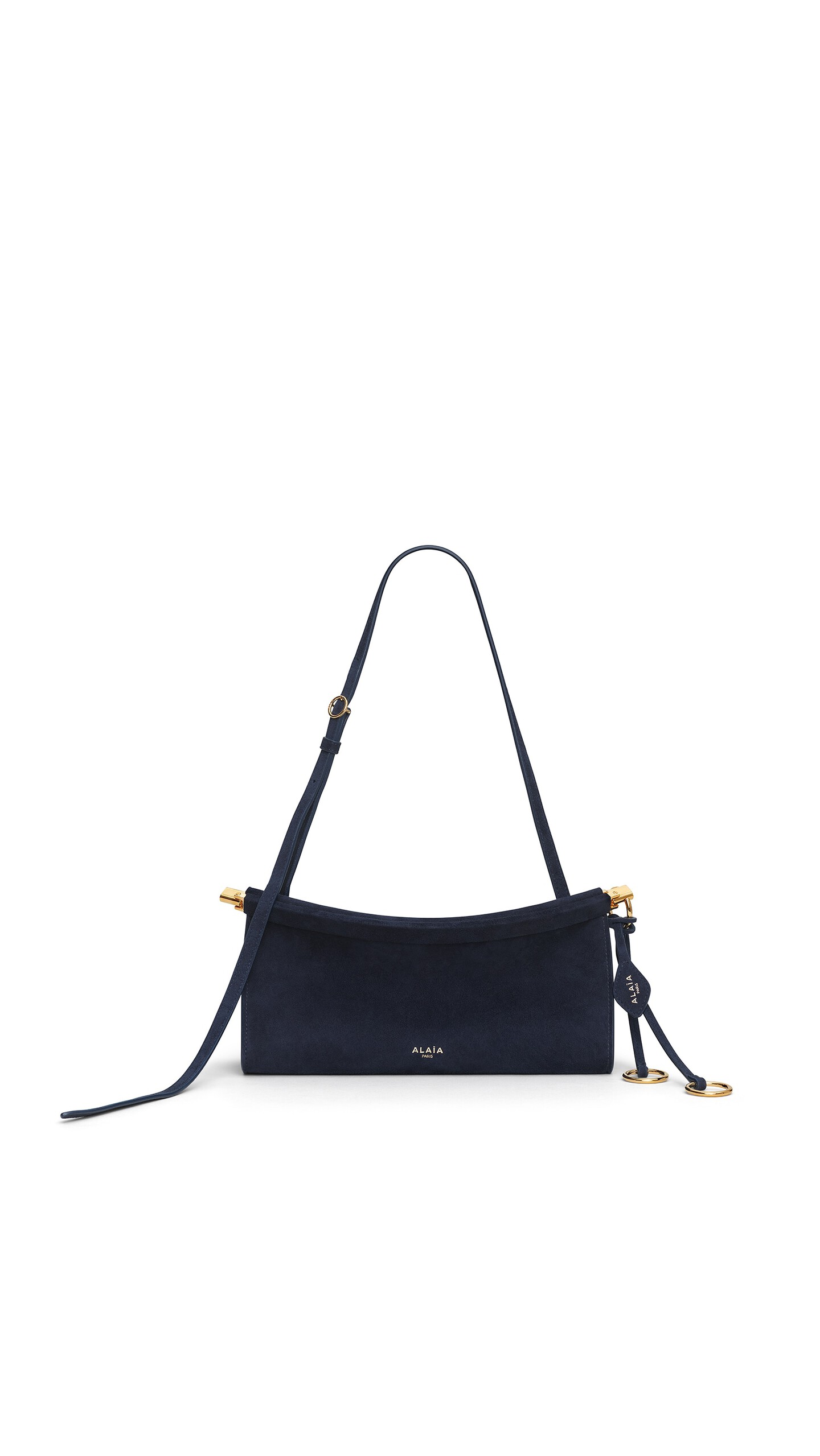 ALA&Iuml;A LE CLICK EAST WEST SMALL BAG IN SUEDE MIDNIGHT