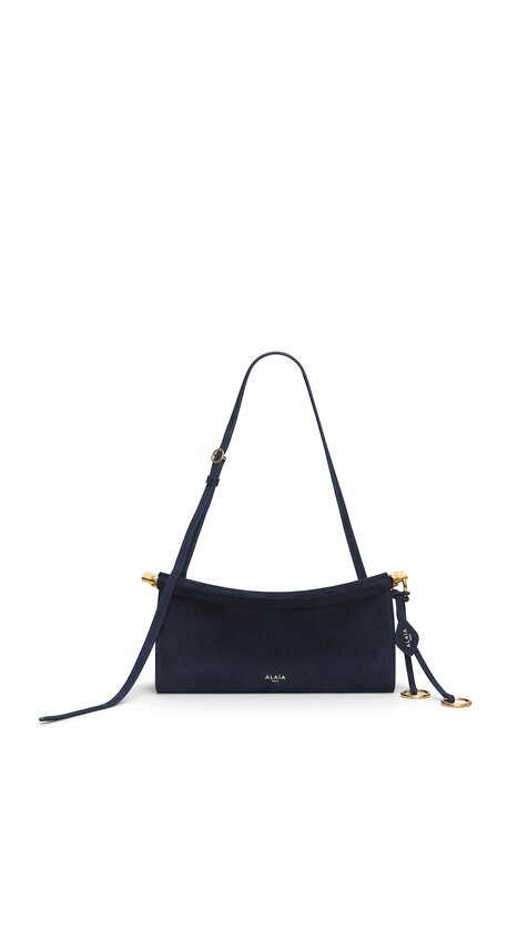 ALA&Iuml;A LE CLICK EAST WEST SMALL BAG IN SUEDE MIDNIGHT