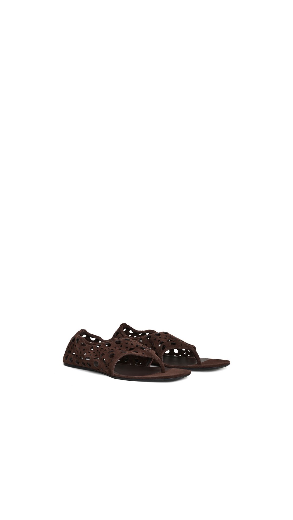 ALA&Iuml;A VIENNE THONG SANDALS IN VELVET CALFSKIN CHOCOLATE - View 2