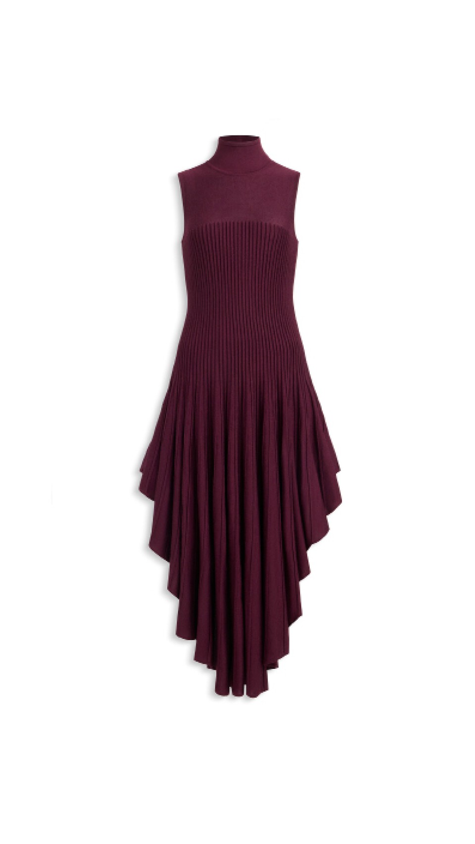 ALA&Iuml;A SCULPTING POINTED DRESS BURGUNDY