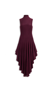 BURGUNDY - ALA&Iuml;A SCULPTING POINTED DRESS