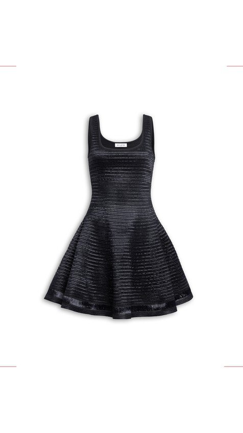 ALA&Iuml;A KNITTED SKATER DRESS BLACK