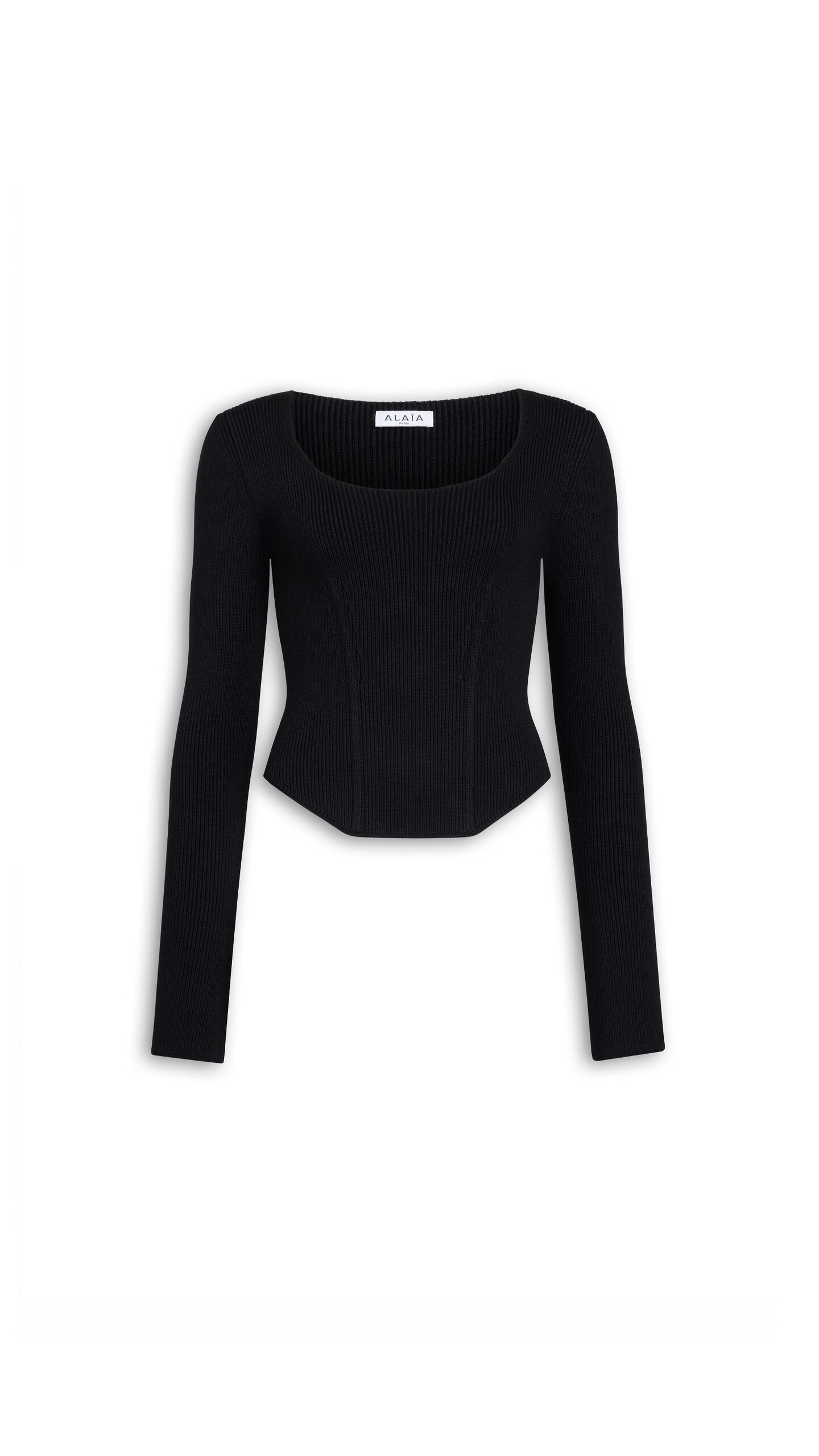ALA&Iuml;A CORSET WOOL TOP BLACK