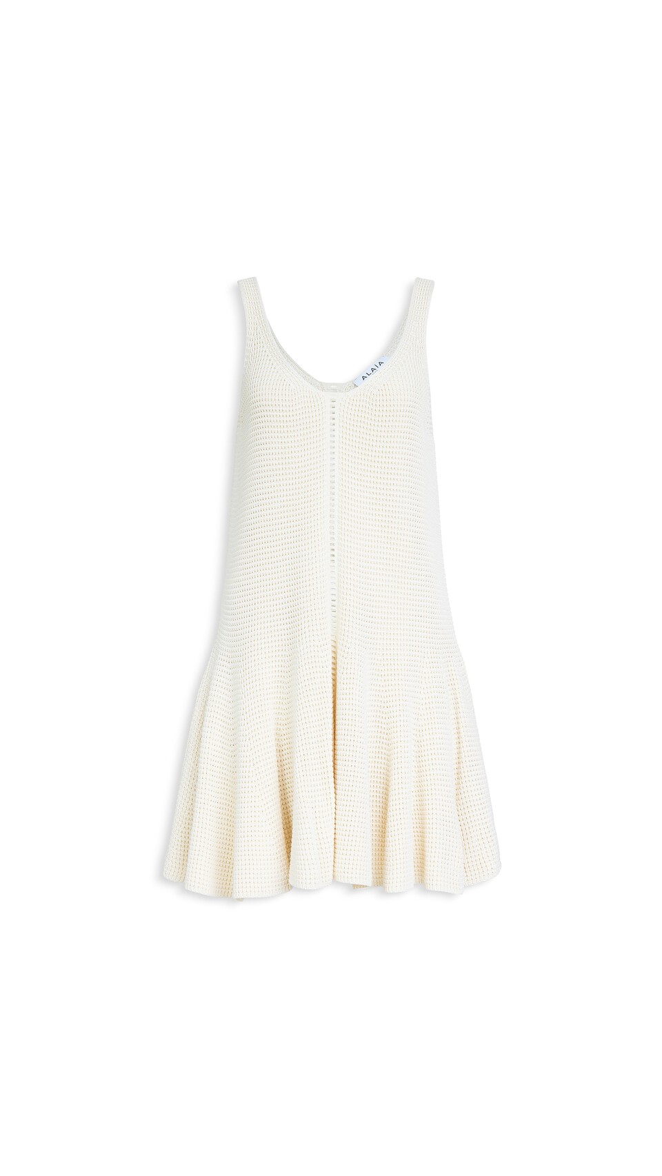 ALA&Iuml;A WAFFLE GODETS DRESS NATURAL WHITE