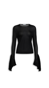 BLACK - ALA&Iuml;A GODET SLEEVE TOP