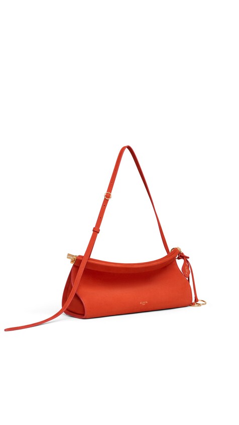 ALA&Iuml;A LE CLICK EAST WEST MEDIUM BAG IN NUBUCK BURNT ORANGE - View 2