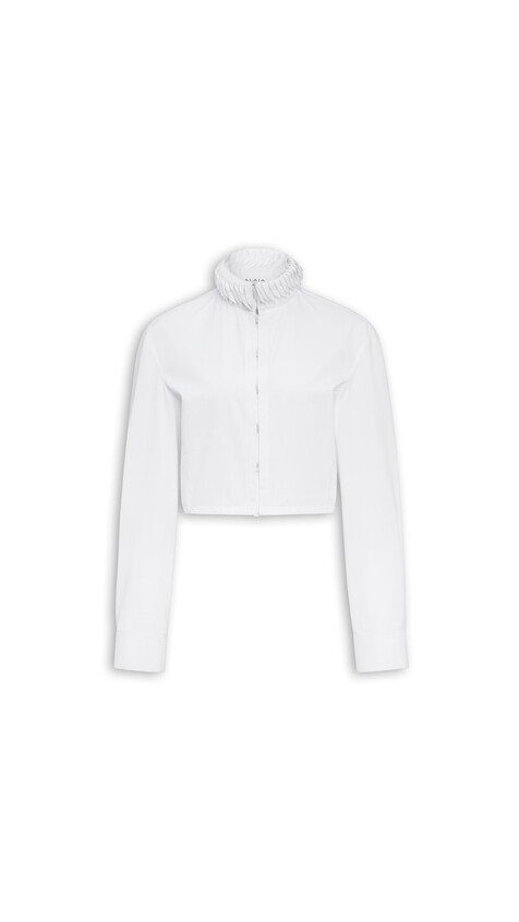 COTTON POPLIN CROPPED BLOUSE