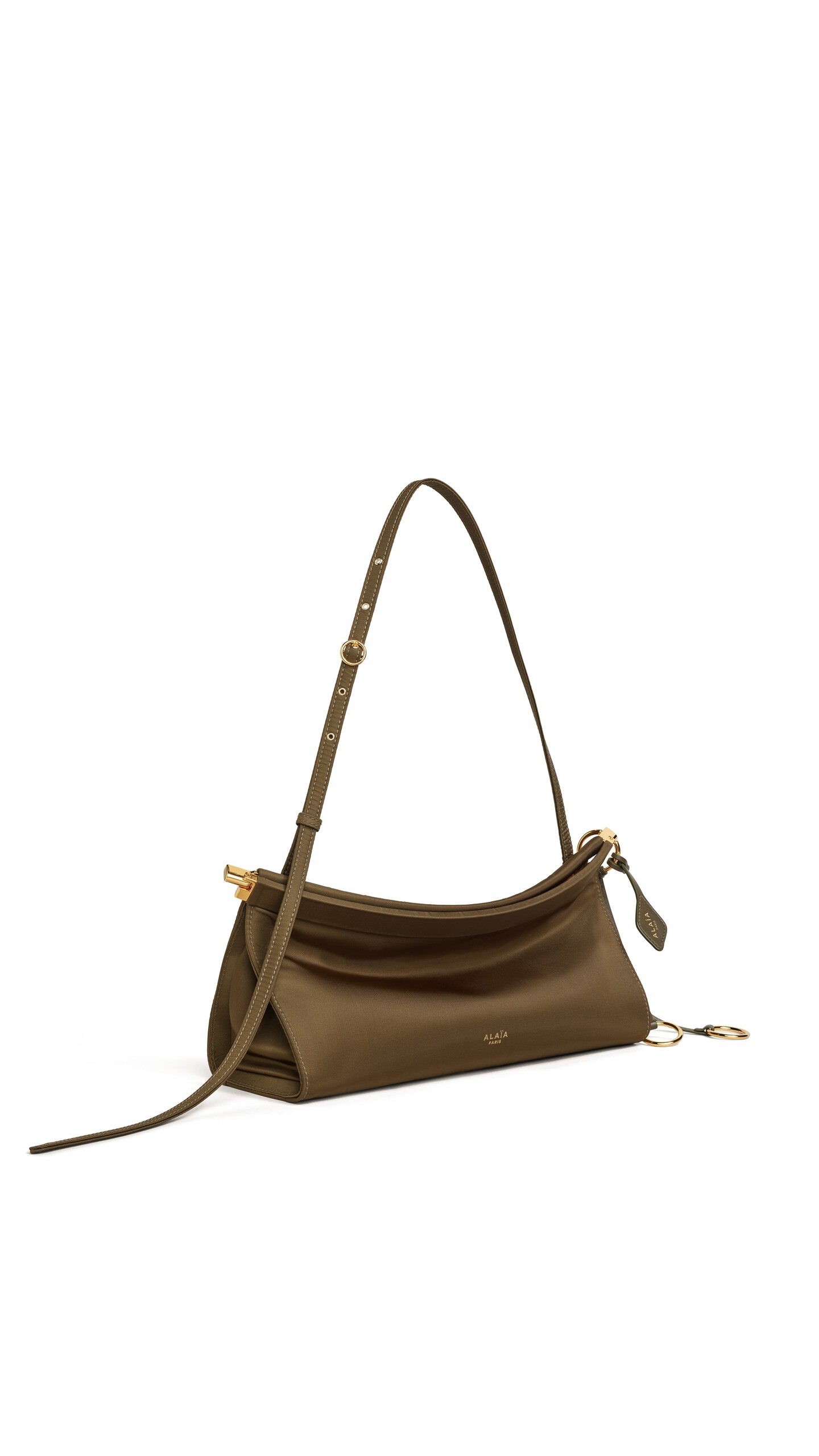 ALA&Iuml;A LE CLICK EAST WEST MEDIUM BAG IN NYLON KAKI - View 2