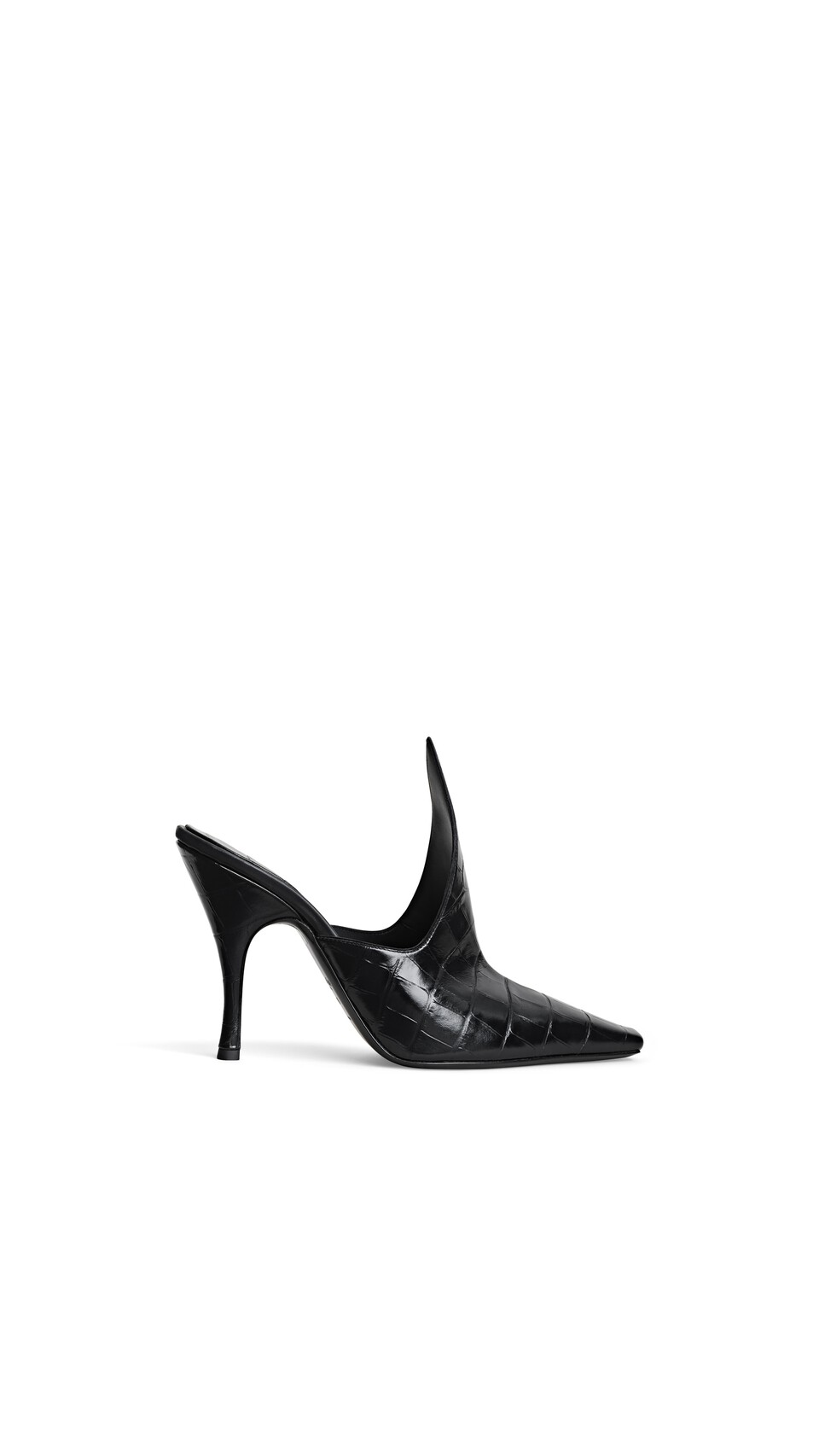 ALA&Iuml;A MULES IN CROCODILE EMBOSSED CALFSKIN BLACK