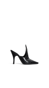 BLACK - ALA&Iuml;A MULES IN CROCODILE EMBOSSED CALFSKIN