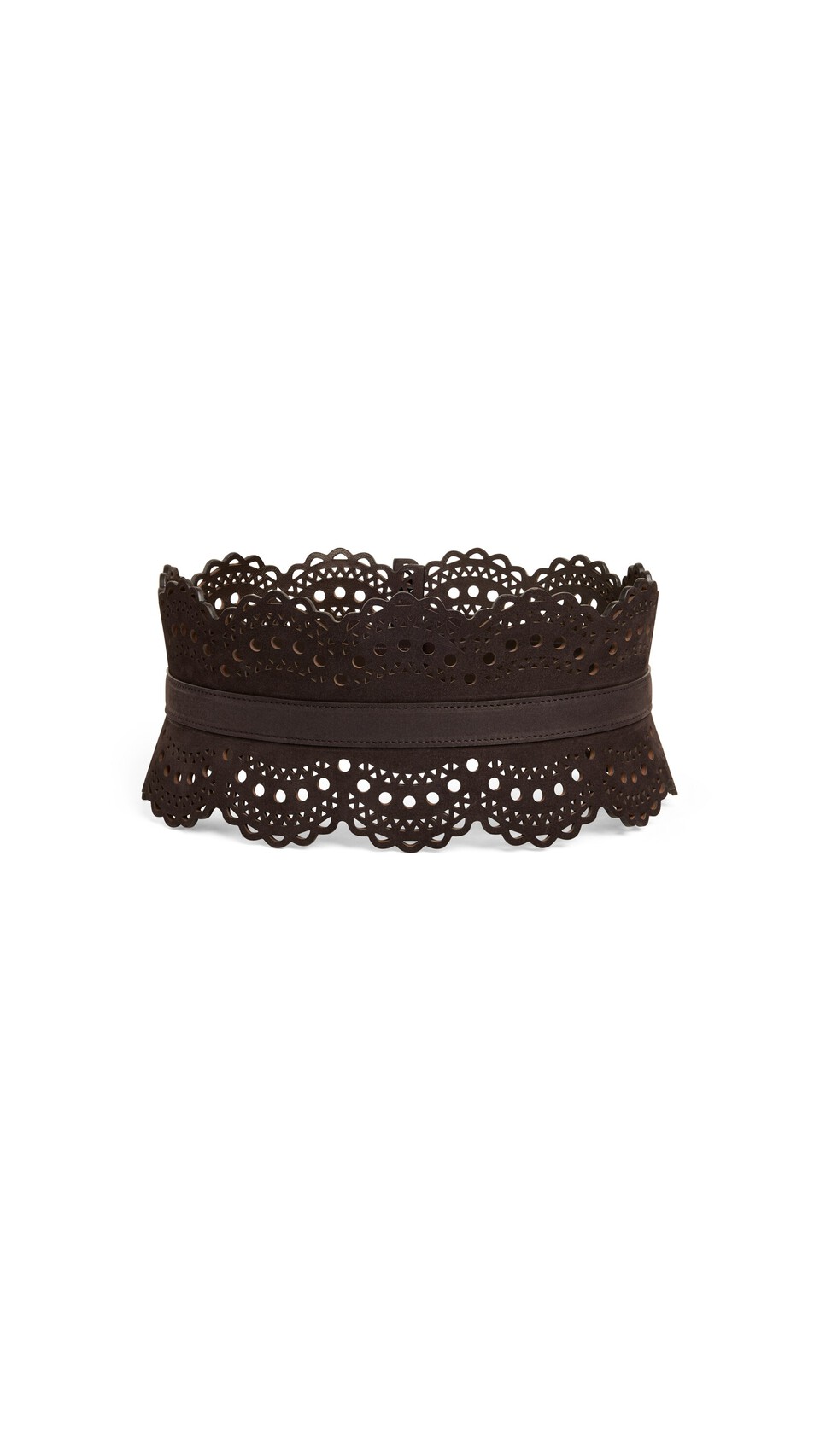 ALA&Iuml;A BUSTIER BELT IN VIENNE WAVE NUBUCK DARK BROWN - View 2