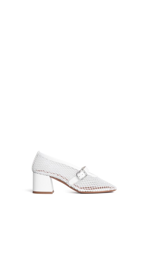 ALA&Iuml;A MARY JANES 55 IN FISHNET  OPTICAL WHITE