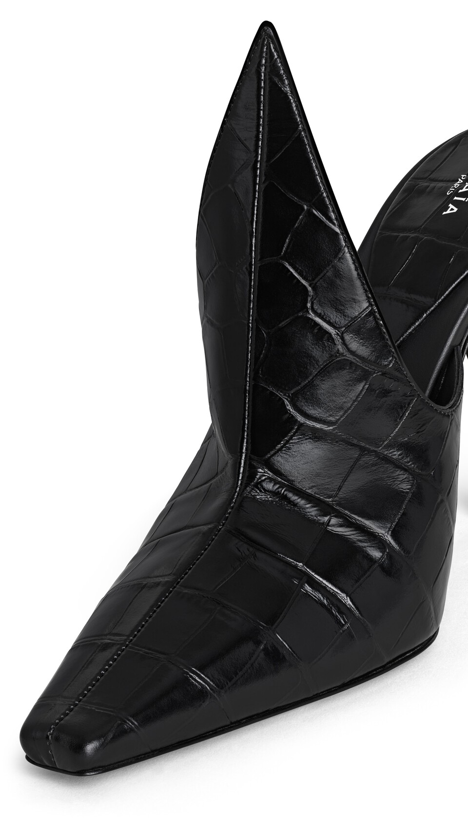 ALA&Iuml;A MULES IN CROCODILE EMBOSSED CALFSKIN BLACK - View 4