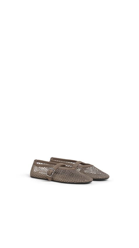 ALA&Iuml;A BALLET FLATS IN STRASS FISHNET WHITE SILVER - View 2