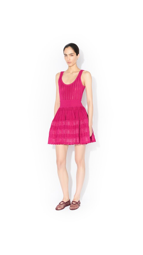 ALA&Iuml;A CRINOLINE KNIT DRESS BOUGAINVILLEA - View 2