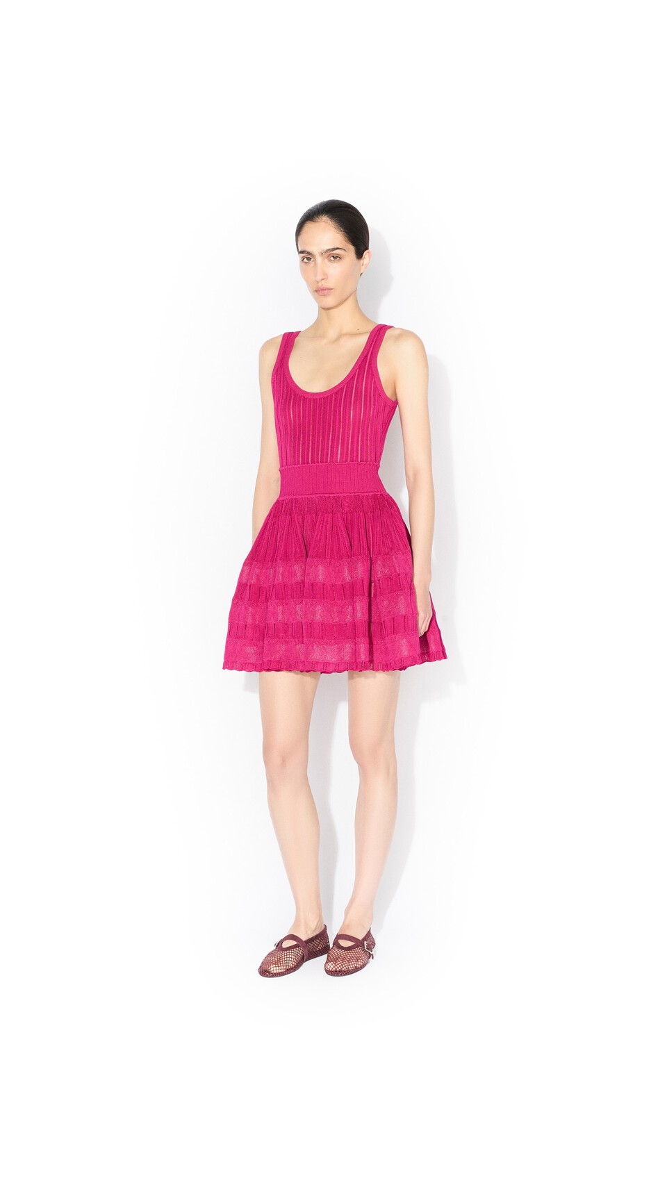 ALA&Iuml;A CRINOLINE KNIT DRESS BOUGAINVILLEA - View 2