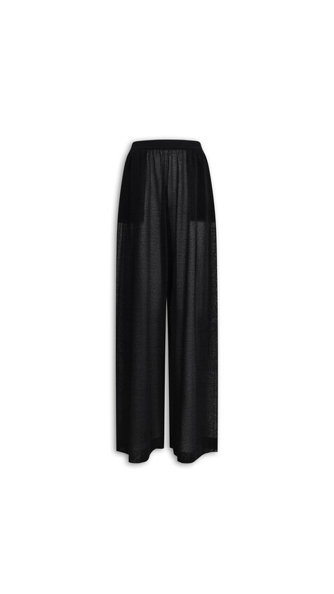 ALA&Iuml;A FLUID SILK LINEN PANTS BLACK