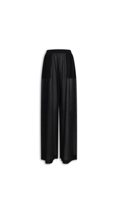 BLACK - ALA&Iuml;A FLUID SILK LINEN PANTS