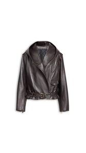 EBENE - ALA&Iuml;A LEATHER HOODED BIKER JACKET