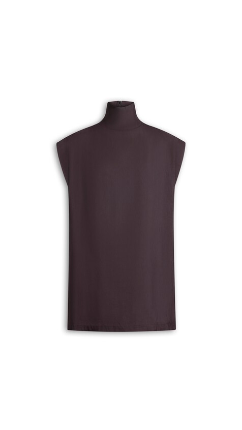 ALA&Iuml;A POPLIN HIGH NECK TOP EGGPLANT