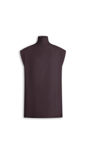 EGGPLANT - ALA&Iuml;A POPLIN HIGH NECK TOP