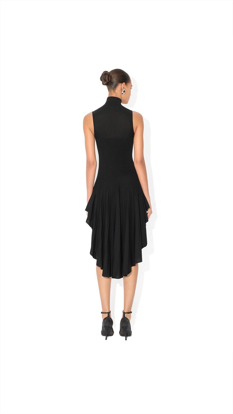 ALA&Iuml;A SCULPTING POINTED DRESS BLACK - View 3