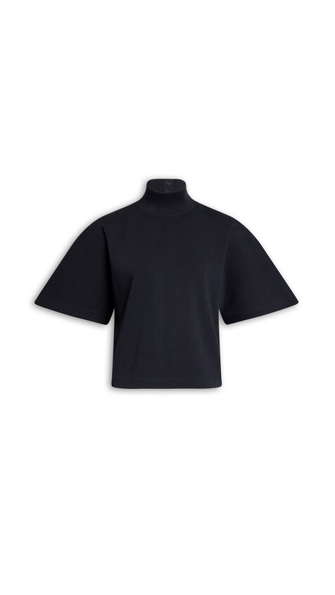 RIBBED COTTON HIGH NECK T-SHIRT