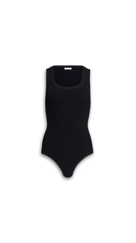 SLEEVELESS RIBBED KNIT BODYSUIT