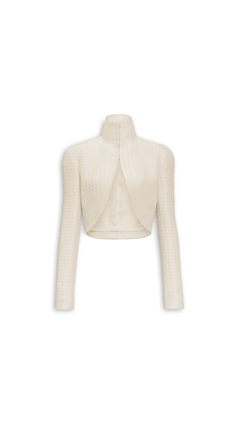 SILK CLOQU&Eacute; CROPPED JACKET