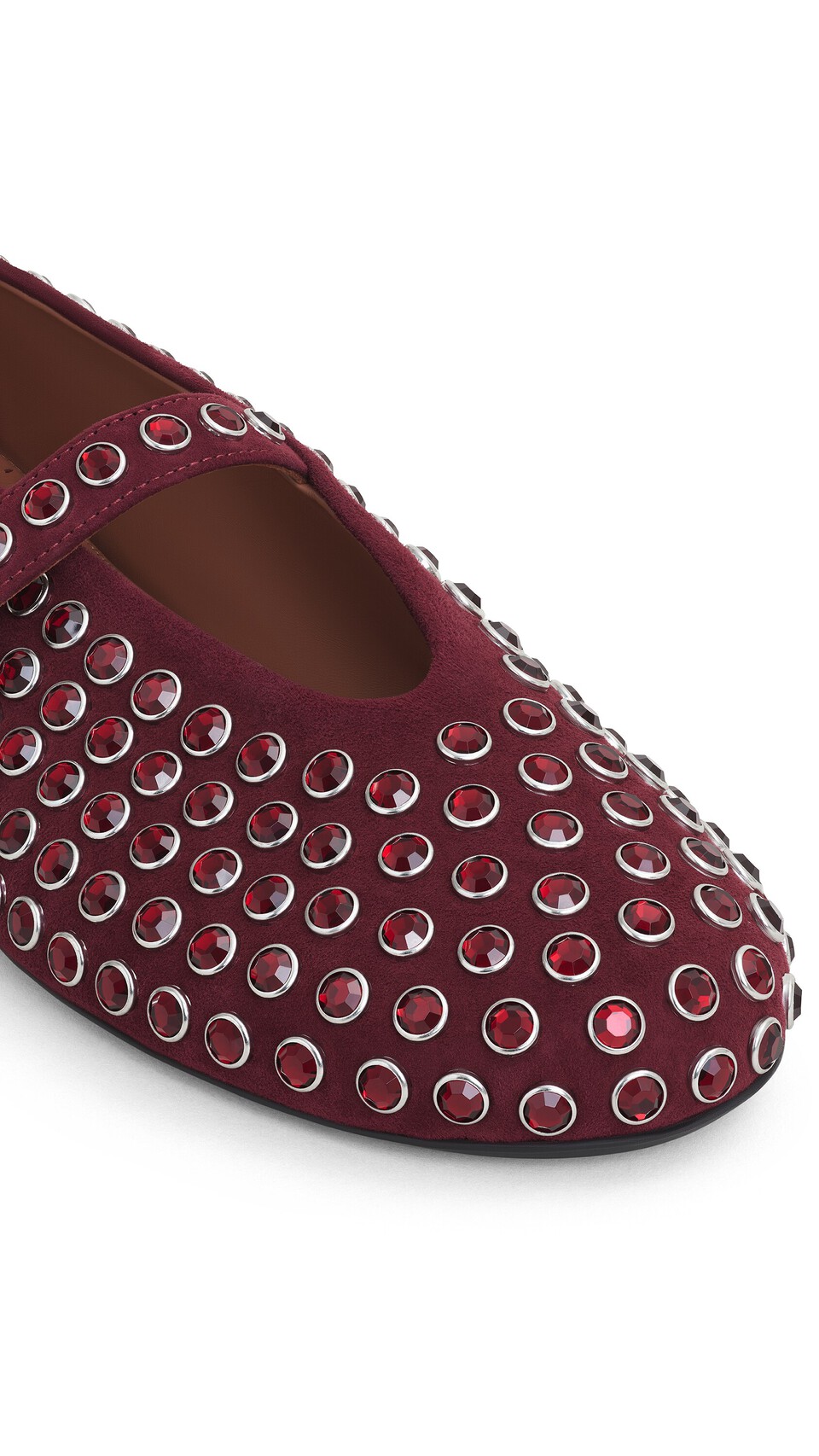 ALA&Iuml;A STRASS SUEDE BALLET FLATS GARNET RED - View 3