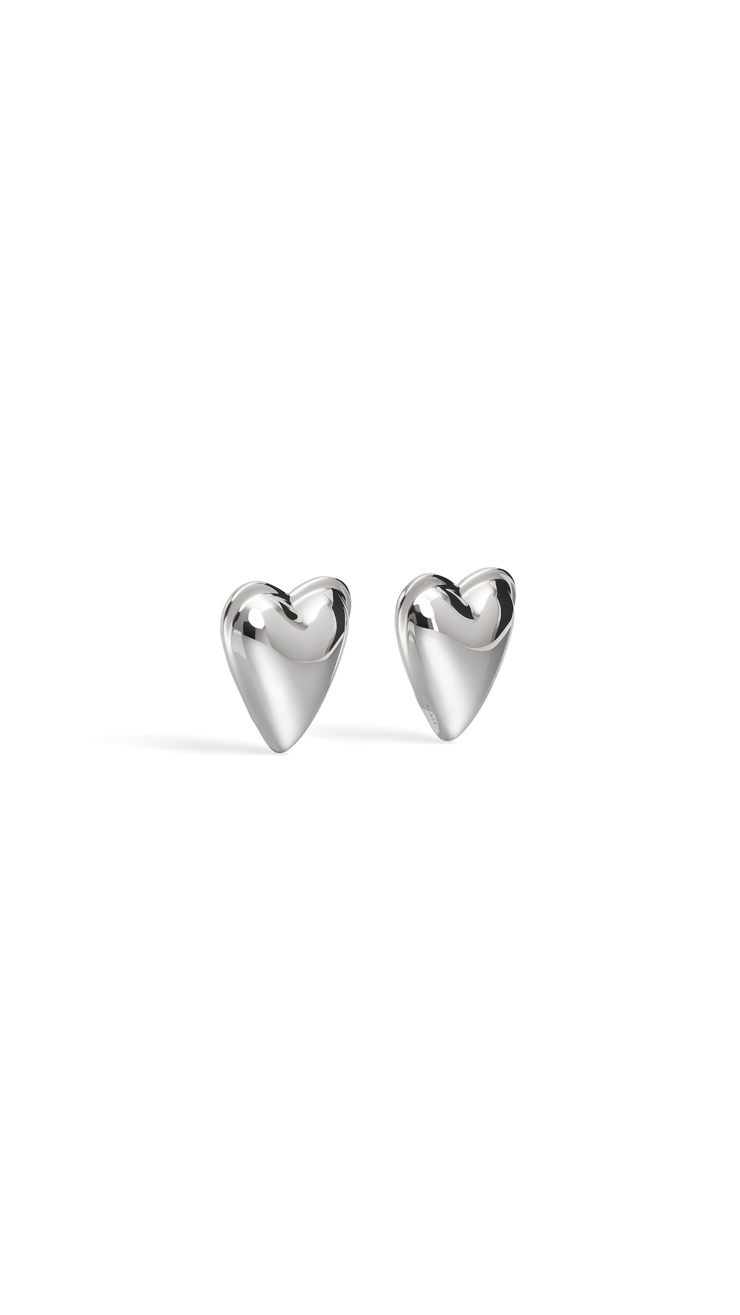 ALA&Iuml;A LE C&OElig;UR BOMB&Eacute; EARRINGS WHITE SILVER - View 2