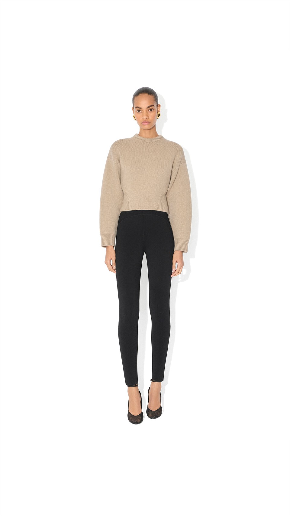 ALA&Iuml;A PULLOVER GIROCOLLO IN CASHMERE SABBIA - View 2