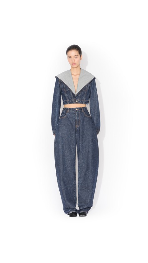 ALA&Iuml;A LOW ROUND DENIM PANTS DOCK BLUE - View 2
