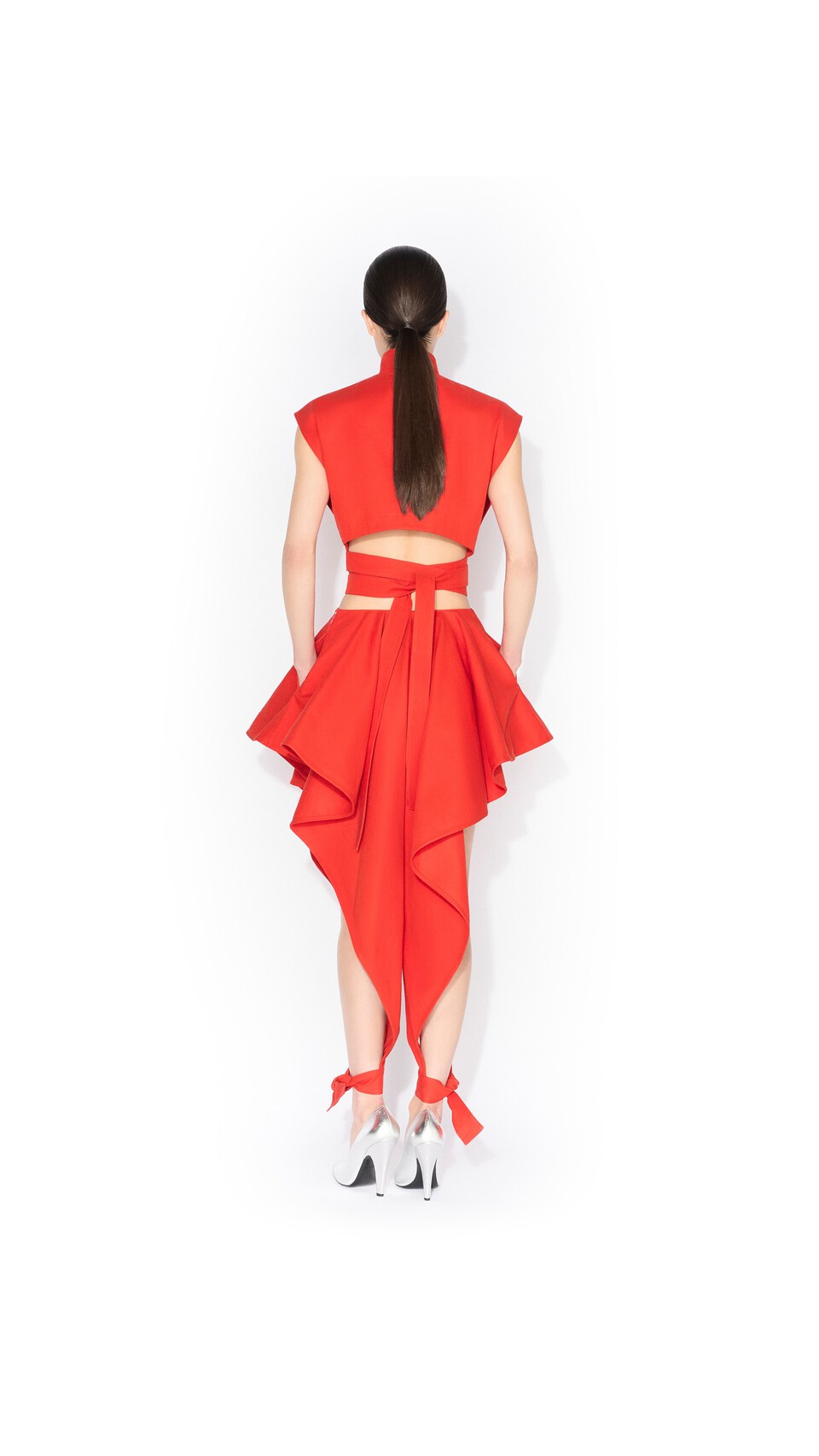 ALA&Iuml;A PANELLED COTTON PANTS BLOOD ORANGE - View 3