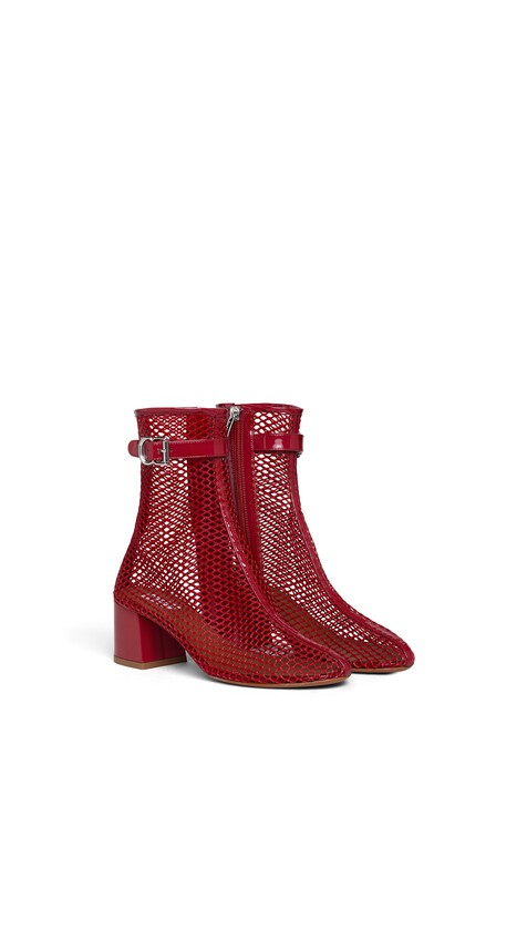 ALA&Iuml;A BOOTS 55 IN FISHNET  CARMINE - View 2