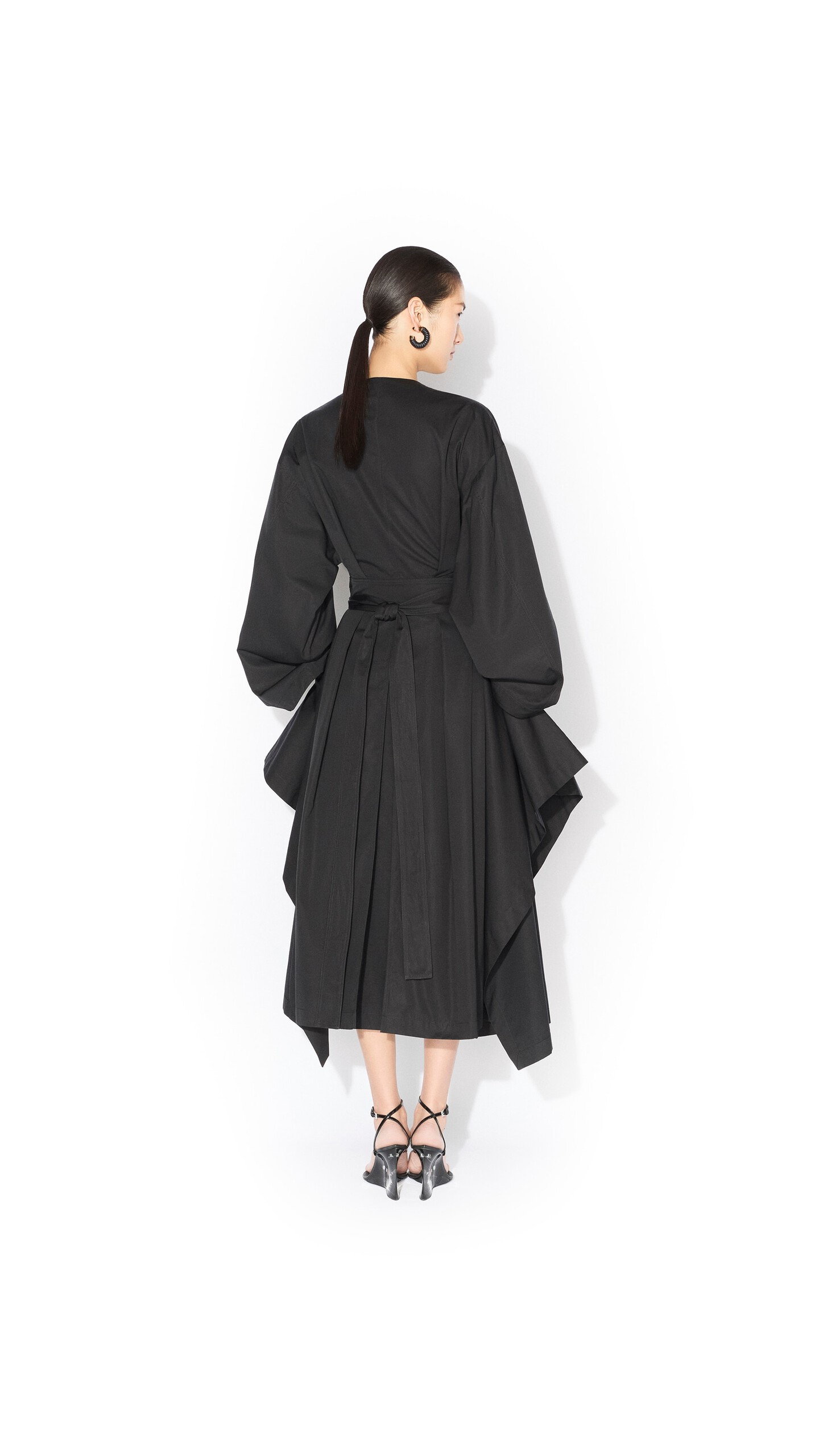 ALA&Iuml;A POPLIN TRENCH DRESS BLACK - View 3