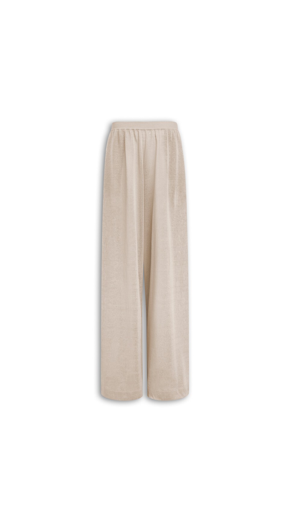 ALA&Iuml;A PANTALONI FLUIDI IN SETA E LINO BEIGE