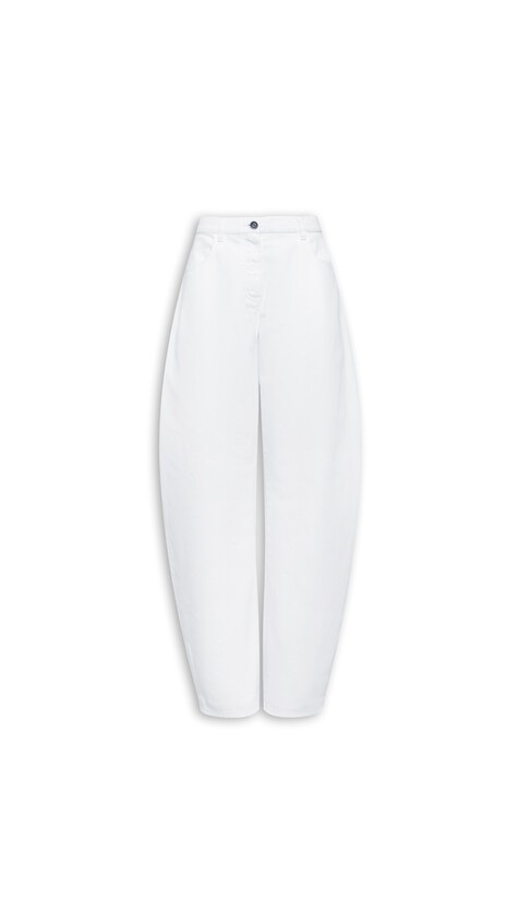 ALA&Iuml;A LOW-WAIST ROUND JEANS WHITE