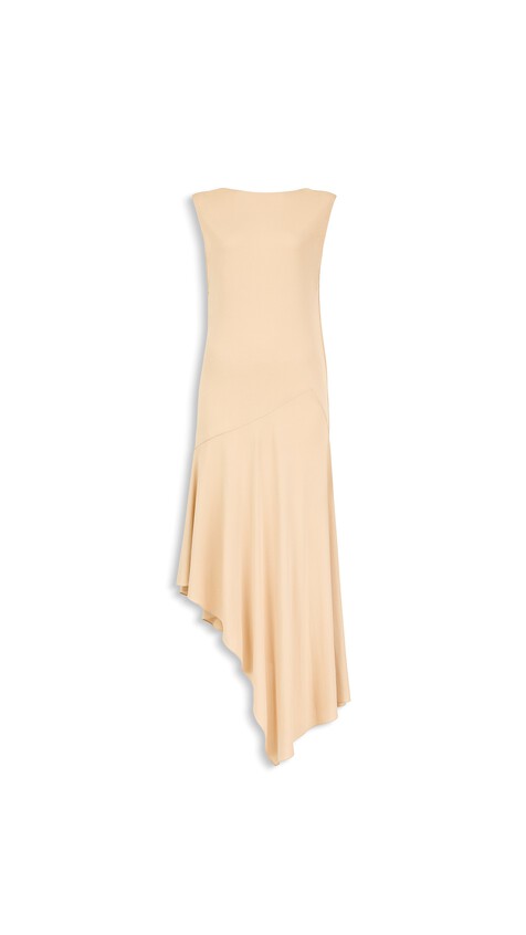 ALA&Iuml;A BACKLESS JERSEY CREPE DRESS BEIGE POWDER