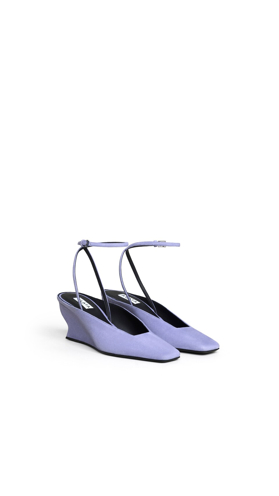 ALA&Iuml;A WAVE WEDGE PUMPS IN SUEDE LILAC - View 2