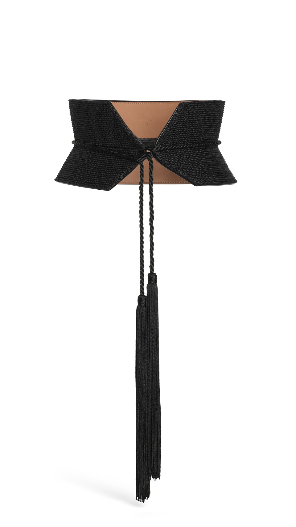 ALA&Iuml;A TASSEL BUSTIER BELT IN CALFSKIN BLACK - View 2