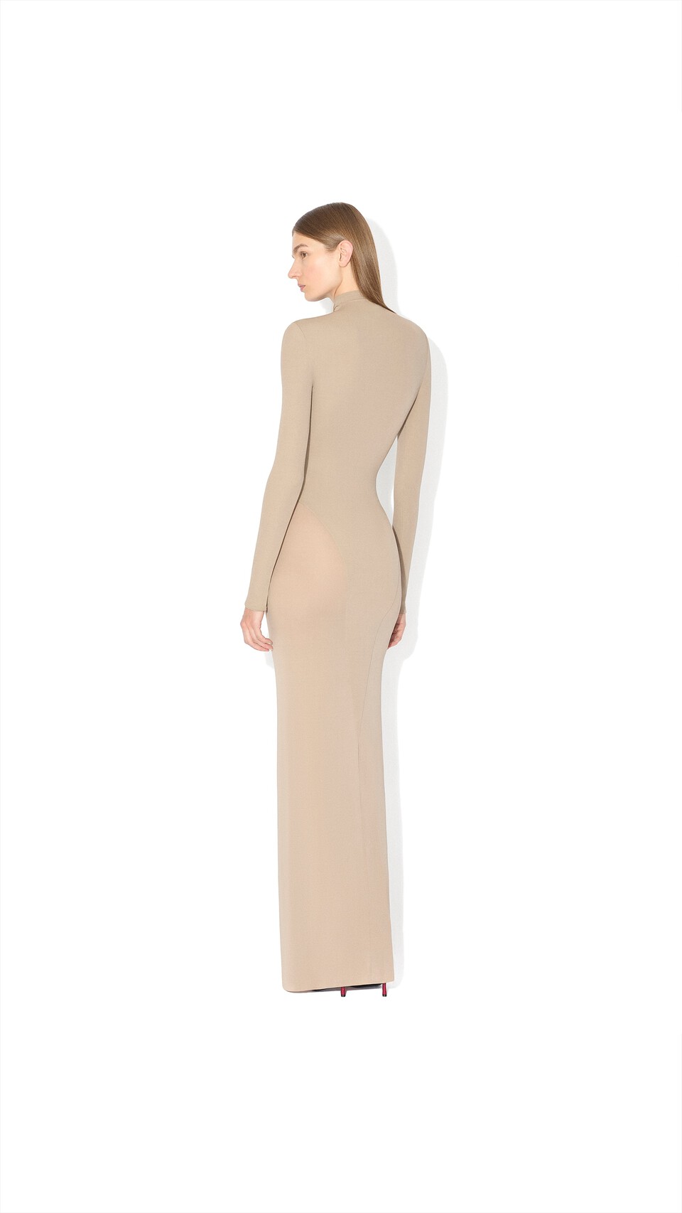 ALA&Iuml;A JERSEY BODYCON DRESS MOLE - View 3
