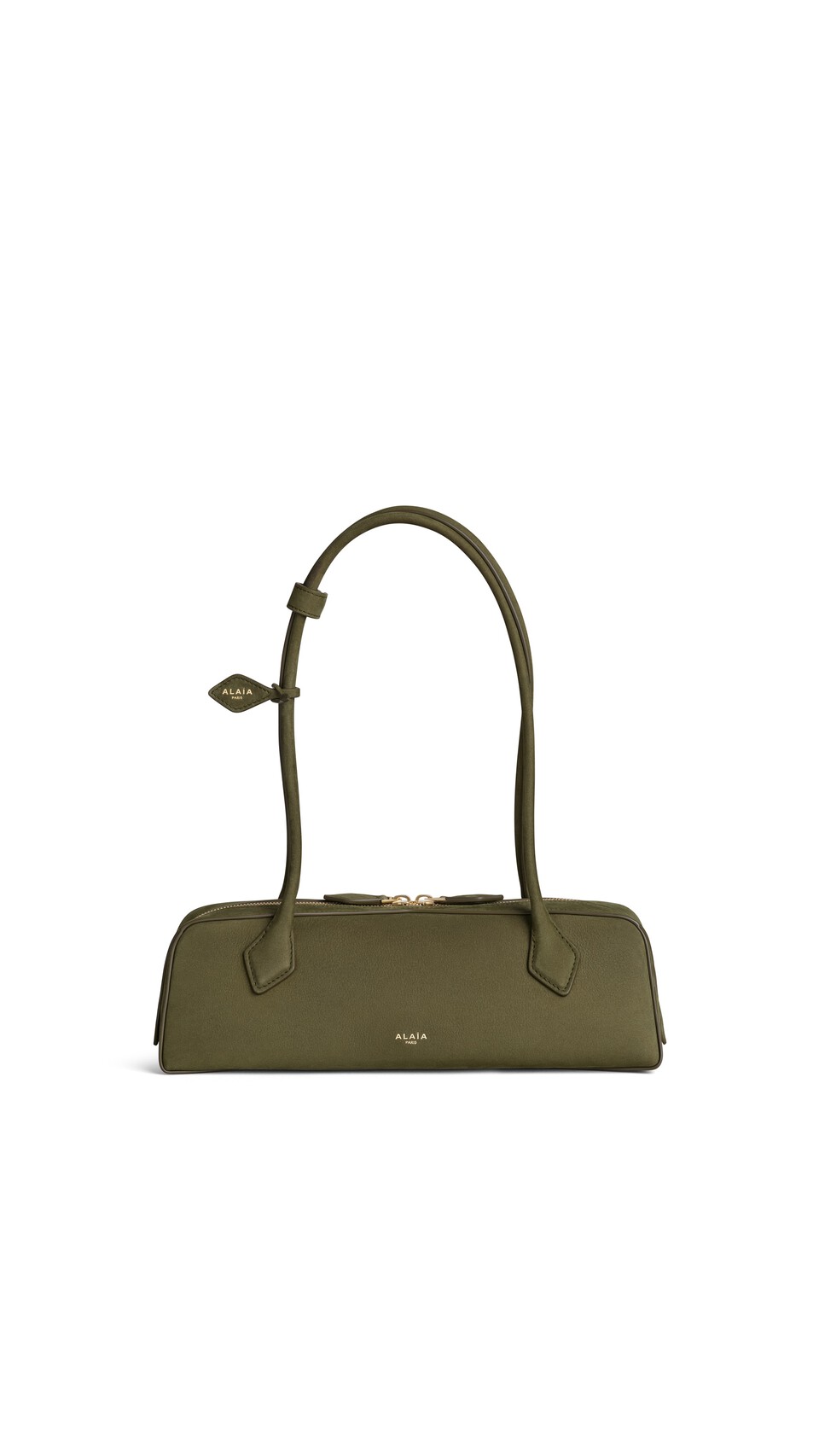 ALA&Iuml;A LE TECKEL MEDIUM BAG IN NUBUCK KAKI