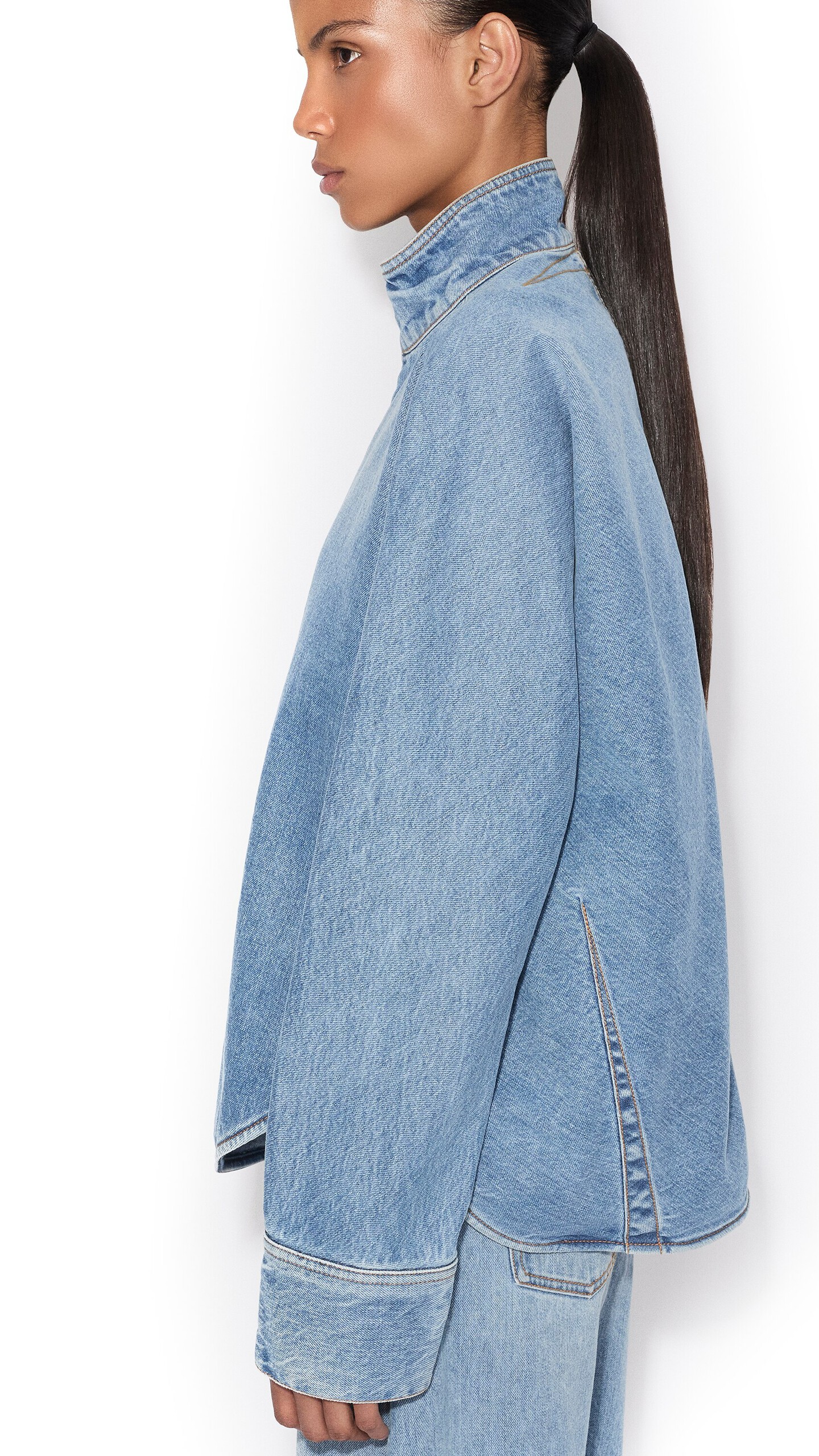 ALA&Iuml;A ZIP DENIM SHIRT CLOUDY BLUE - View 4