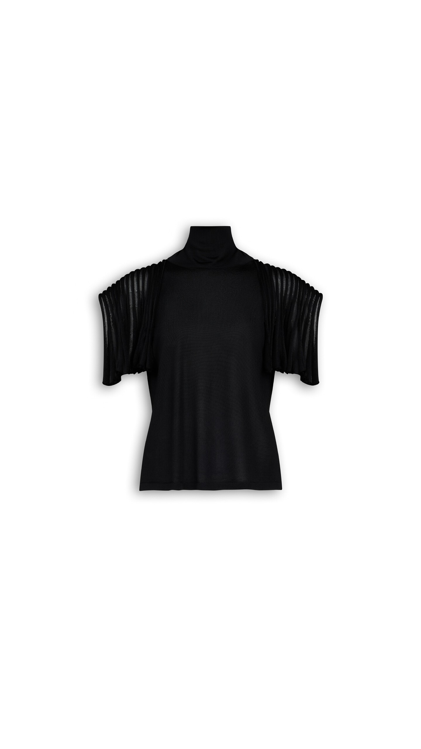 ALA&Iuml;A LEAF-GODET TOP BLACK