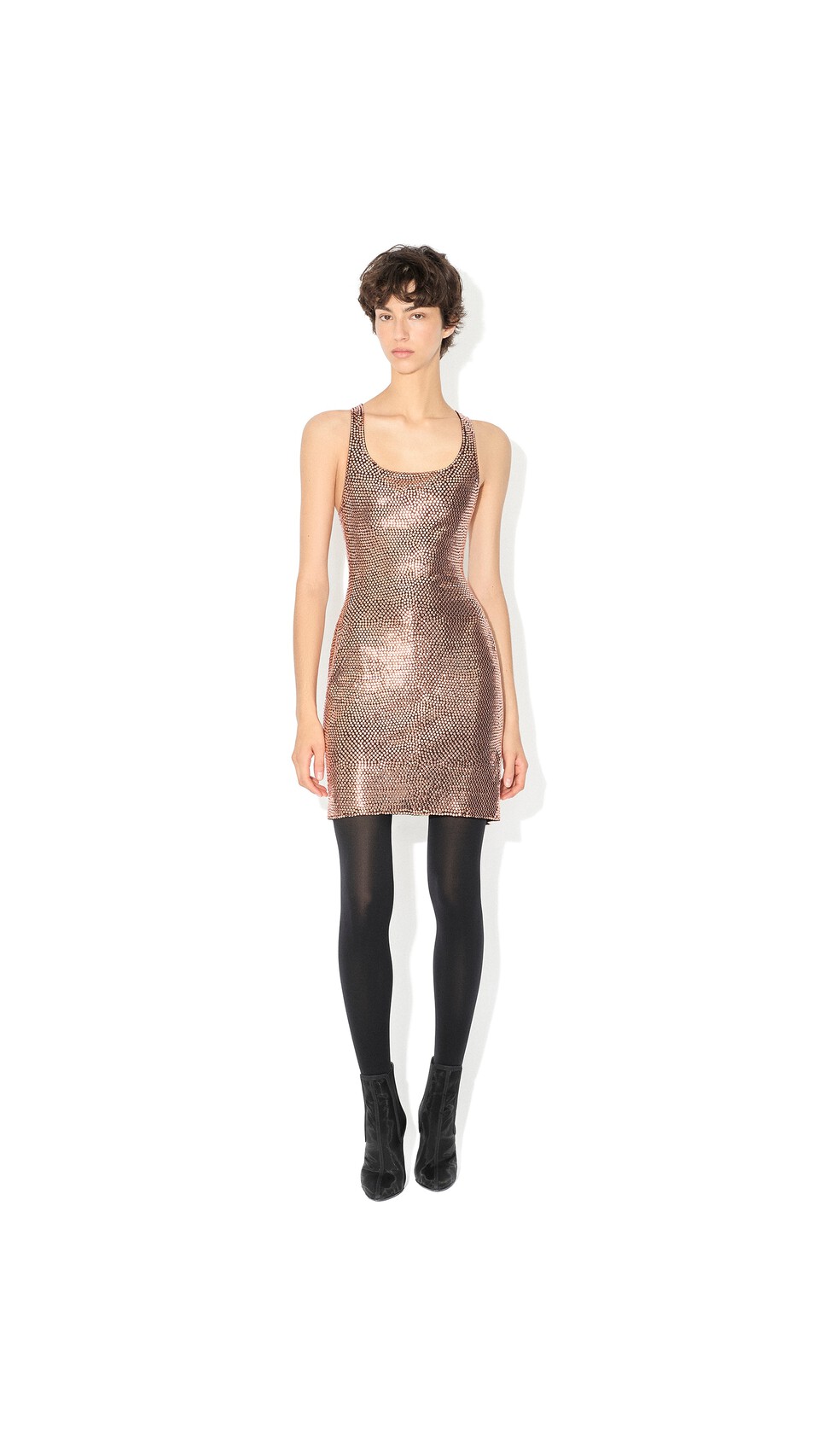 ALA&Iuml;A ROBE AJUST&Eacute;E &Agrave; STUDS MARRON/BRONZE - View 2